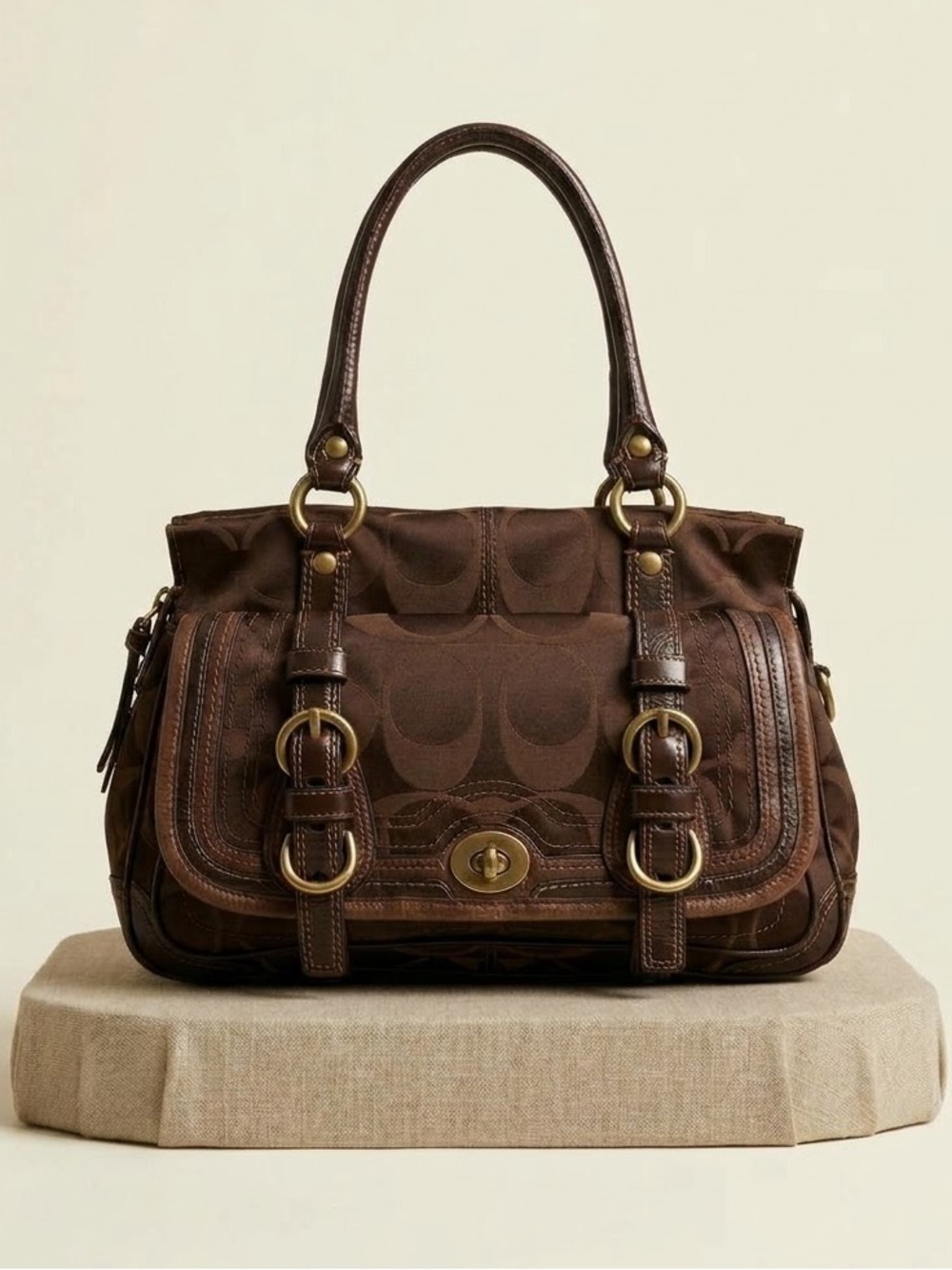 Coach 65th Anniversary Legacy Garcia Satchel 2008 Brown Canvas Leather